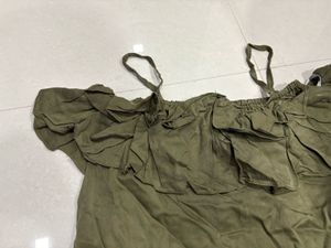 Olive Green Ruffle Top