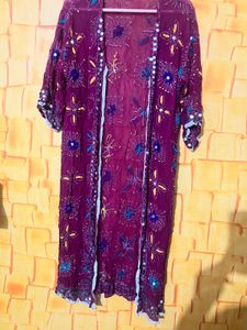 Embroidered Purple Kimono