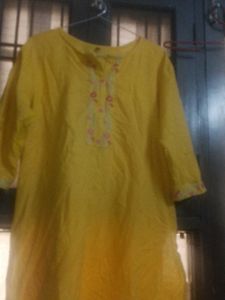 Yellow Embroidery Kurti