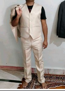 Men's Formal Beige Suit - 5 Piece