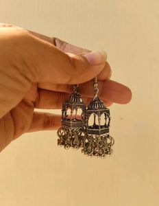 Rajasthani Silver Jhumka Earrings