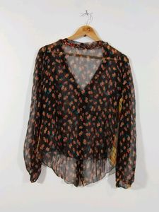 Coffee Brown Floral Printed Top (Women)