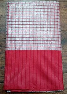 Red & White Checkered Saree