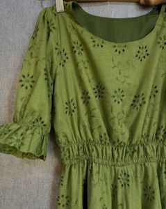 Celebrity inspired Olive Green Midi Dress
