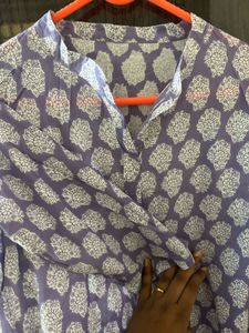 Floral Print Purple Kurti