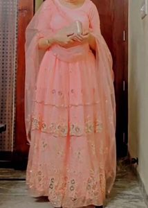 Peach Embellished Lehenga