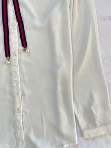 White Shirt with Ribbon Detail