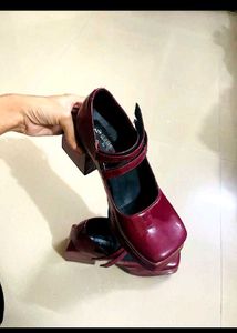 Burgundy Platform Mary Janes