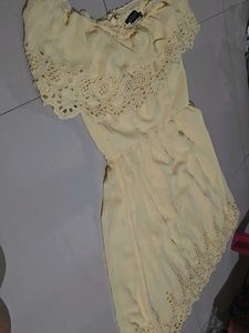 ✨PRICE DROP✨ Yellow Eyelet Off-Shoulder Dress
