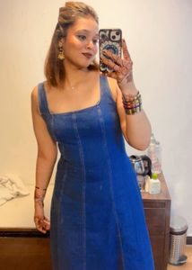 Denim A-Line Midi Dress