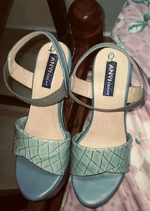 Aqua Blue Block Heel