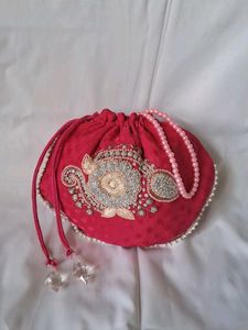 Pink Embellished Potli Bag