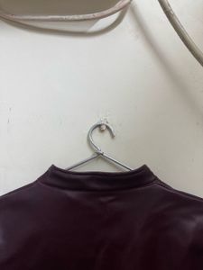Burgundy Faux Leather Jacket (buy1get1)