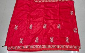 Red Embroidered Saree