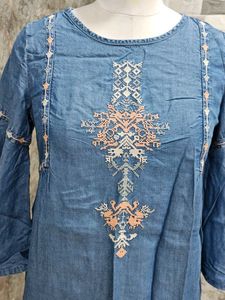 Denim Embroidered Dress