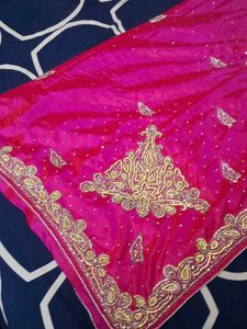 It Is Shimmer Rani Pink Double Shade Work Saree