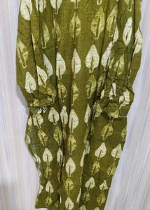 Green Leaf Print Kurta