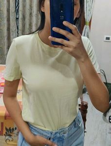 H&amp;M Cotton Tshirt Light Yellow