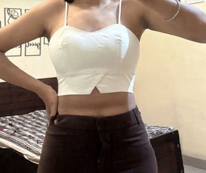 Orignal Bardot White Corset Crop Top