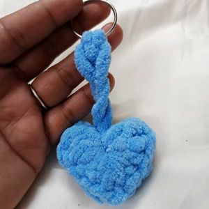 Cute Crochet Heart keychain 💙🩵