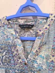 Blue patchwork Kurta with golden detailing