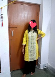 Yellow Printed Kurta