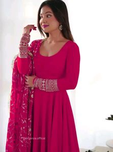 New/Unused Embroidered Straight Gown With Dupatta