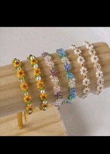 Beaded Flower Bracelet pack of 4