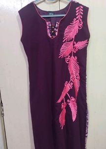 Sleeveless Chiffon Embroidery Kurti