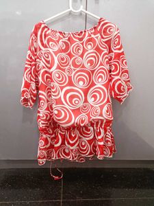 Red &amp; White Patterned Top