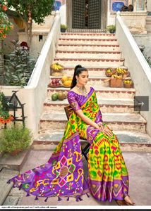 Elegant Yellow &amp; Purple Saree