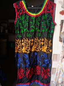 Embroidered Black Dress