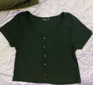 Cute Black Ribbed Crop Top from ZUDIO