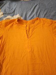 Yellow Short Kurta Kurti Unisex Small To Medium