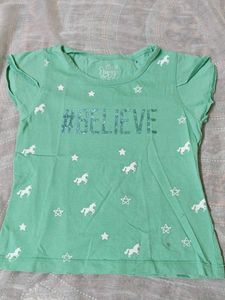 Girls Unicorn Believe Top - Cotton T shirts