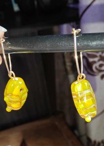 Glass Fish Huggie Earrings