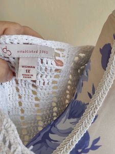 White Crochet Detail Top