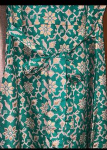 Branded Green-Golden Printed Stylish Dress