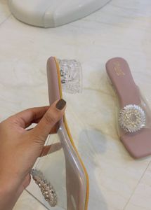 Stone Work Heel Party Wear Footwear For Low Rate