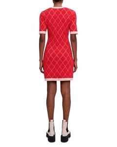 Chic Red Patterned Mini Dress