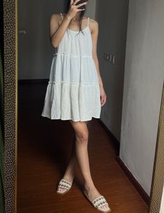 NEW LOOK White Strappy Tiered Mini Dress