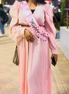 Pink ,Puffed Sleeveless, Jumpsuit