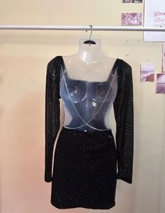 URBANIC Sparkly Black Mini Dress