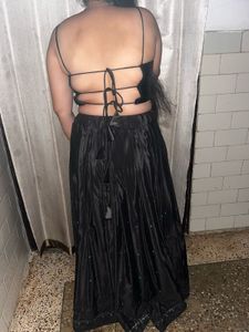 Beautiful Black Crepe Lengha