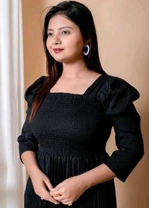 Black Pleated Midi Dress
