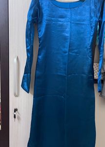 Teal Blue Satin Kurti💙