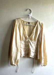 H&M Balloon Sleeved Satin Blouse