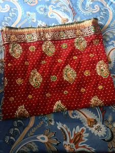 Red & Gold Dupatta Fabric