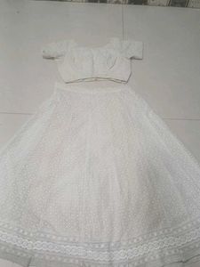 Tailored White Chikankari Lehenga Choli