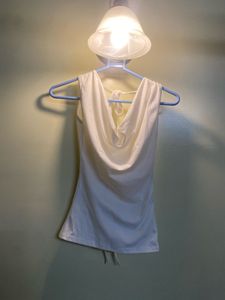 White Cowl Neck Tank Top